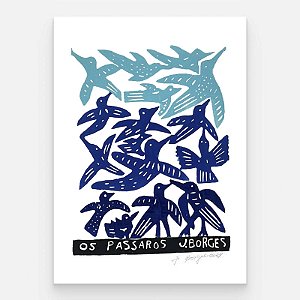 Xilogravura Os Pássaros M - assinada por J. Borges - PE (Garimpo Especial)
