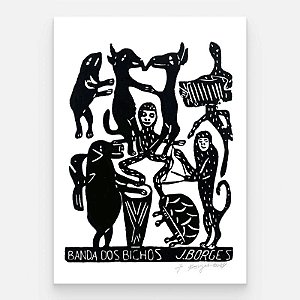 Xilogravura Banda dos Bichos M - assinada por J. Borges - PE (Garimpo Especial)