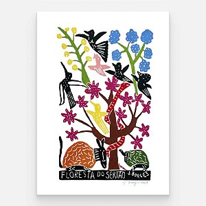 Xilogravura Floresta do Sertão G - assinada por J. Borges - PE (Garimpo Especial)