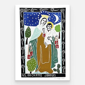 Xilogravura N.s do Carmo G - assinada por J. Borges - PE (Garimpo Especial)
