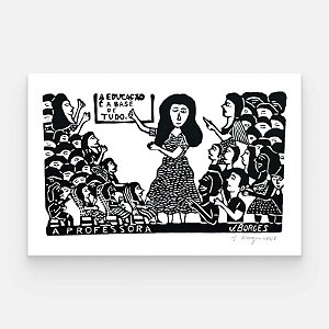 Xilogravura A Professora G - assinada por J. Borges - PE (Garimpo Especial)