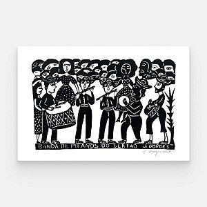 Xilogravura Banda de Pifânos do Sertão G - assinada por J. Borges - PE (Garimpo Especial)