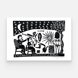 Xilogravura O Piscanalista G - assinada por J. Borges - PE (Garimpo Especial)