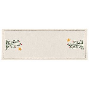 Caminho de Mesa de Linho Bordado Cacto 1.30M - Cooperart - BA