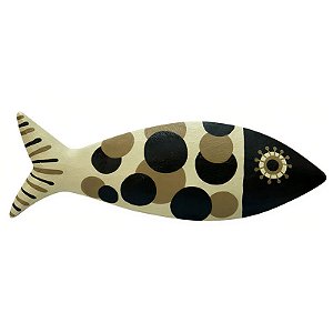 Peixe Pintura Preto e Marfim M - Tacy Pontual - PE