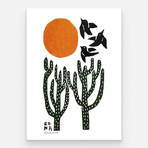 Xilogravura "Paisagem Sertaneja Colorida 2" P - Edna - PE