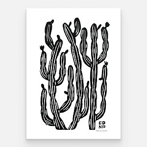 Xilogravura "Cactos 2" P (PB) - Edna - PE
