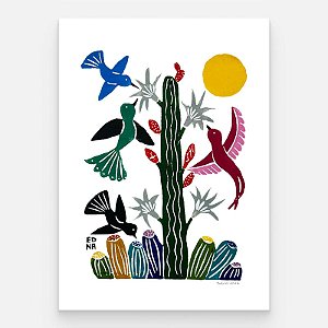 Xilogravura "Beija Flores" M 2026 - Edna - PE