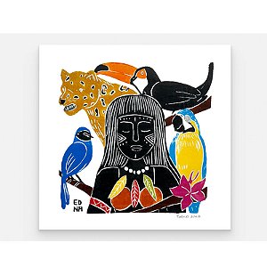 Xilogravura Quadrada "Indígena" M 2026 - Edna - PE