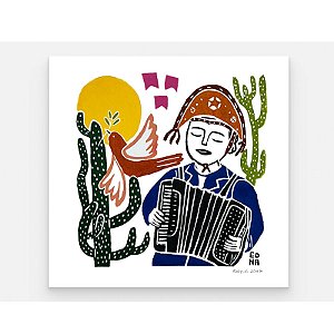 Xilogravura Quadrada "Rei do Baião" M 2026 - Edna - PE