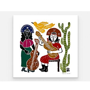 Xilogravura Quadrada "Violeiras" M 2026 - Edna - PE