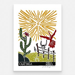 Xilogravura ''Caatinga 2" M 2025 - Pablo Borges - PE