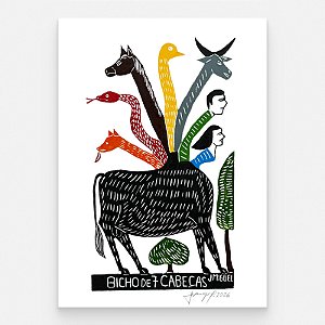 Xilogravura "Bicho de 7 Cabeças" G 2026 - J. Miguel - PE