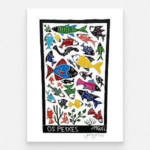 Xilogravura "Os Peixes" G 2026 - J. Miguel - PE