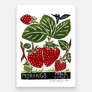Xilogravura "Morango" P 2026 - Pablo Borges - PE