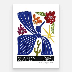 Xilogravura "Beija Flor" P 2026 - Pablo Borges - PE