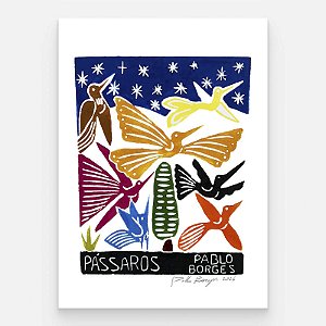 Xilogravura "Pássaros" P 2026 - Pablo Borges - PE