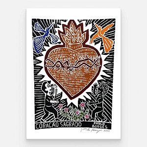 Xilogravura "Coração Sagrado 1" M 2026 - Pablo Borges - PE