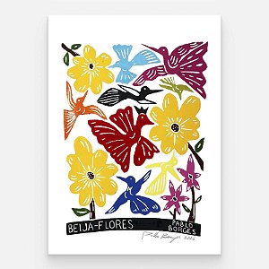 Xilogravura "Beija-Flores 2" M 2026 - Pablo Borges - PE