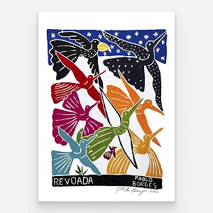 Xilogravura "Revoada" M 2026 - Pablo Borges - PE