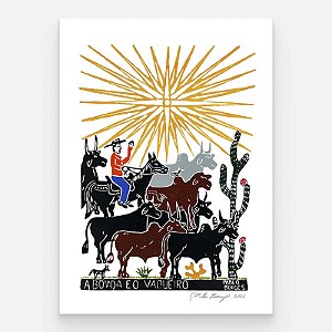 Xilogravura ''A Boiada e o Vaqueiro 2" G 2026 - Pablo Borges - PE