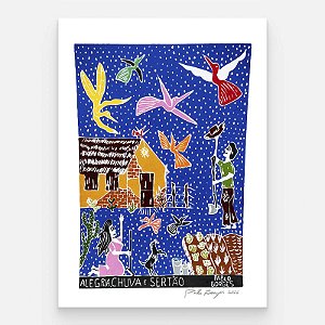 Xilogravura ''Alegria, Chuva e Sertão" G 2026 - Pablo Borges - PE