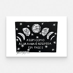 Xilogravura "Fases da Lua" P 2026 - Bacaro Borges - PE