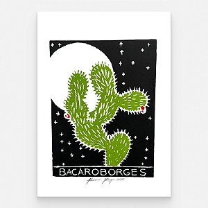 Xilogravura "Mandacaru" P 2026 - Bacaro Borges - PE