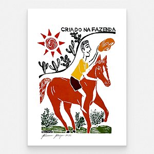 Xilogravura "Criado na Fazenda" M 2026 - Bacaro Borges - PE
