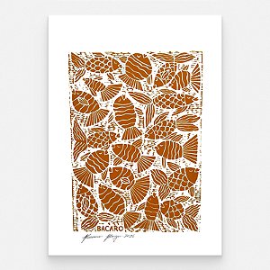Xilogravura "Peixes Laranja" M 2026 - Bacaro Borges - PE