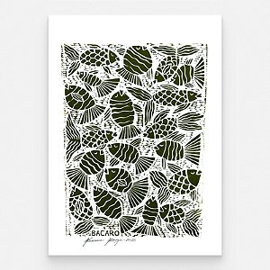 Xilogravura "Peixes Verde" M 2026 - Bacaro Borges - PE