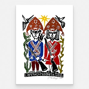 Xilogravura "Lampião e Maria Bonita" M 2026 - Pablo Borges - PE