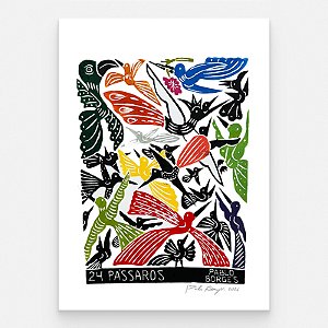 Xilogravura "24 Pássaros" M 2026 - Pablo Borges - PE