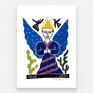 Xilogravura "Anjo" M 2026 - Pablo Borges - PE