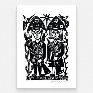 Xilogravura "Lampião e Maria Bonita" M 2026 - Pablo Borges - PE