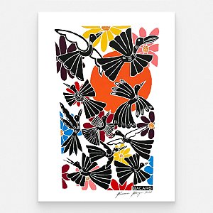 Xilogravura "Pássaros e Flores" G 2026 - Bacaro Borges - PE