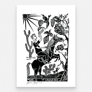 Xilogravura "Vaqueiro" G 2026 - Bacaro Borges - PE