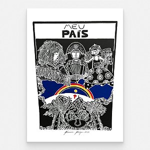 Xilogravura "Meu País" G 2026 - Bacaro Borges - PE
