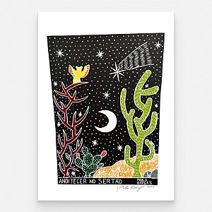 Xilogravura ''Anoitecer no Sertão" G 2026 - Pablo Borges - PE