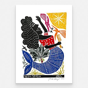 Xilogravura ''Sereia Negra" G 2026 - Pablo Borges - PE