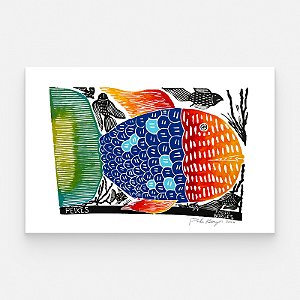 Xilogravura ''Peixes" G 2026 - Pablo Borges - PE