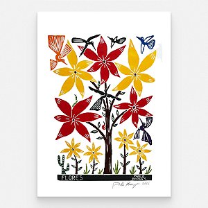 Xilogravura ''Flores" G 2026 - Pablo Borges - PE