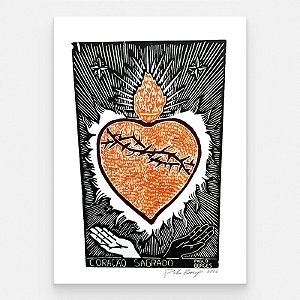 Xilogravura ''Coração Sagrado 3" G 2026 - Pablo Borges - PE