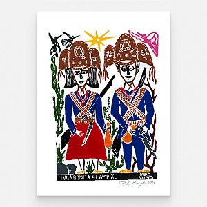 Xilogravura ''Lampião e Maria Bonita" G 2026 - Pablo Borges - PE