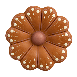 Flor de Parede 12cm Bege com Detalhe Rosa - Claudia - Vale do Jequitinhonha - MG