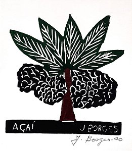 Xilogravura "Açaí" P - J. Borges - PE