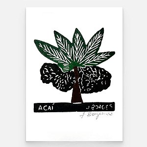 Xilogravura Açaí P - assinada por J. Borges - PE (Última Peça)