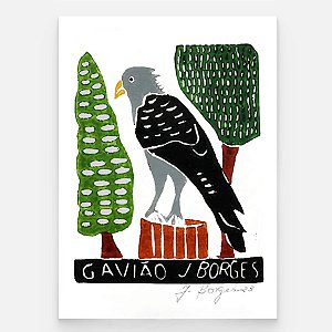 Xilogravura Gavião P - assinada por J. Borges - PE (Última peça)