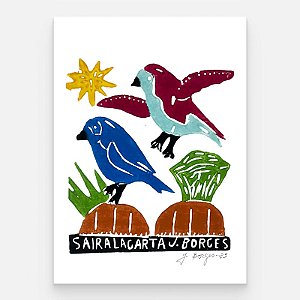 Xilogravura "Sair a Lagarta" P 2023 - assinada por J. Borges - PE (Raridade)