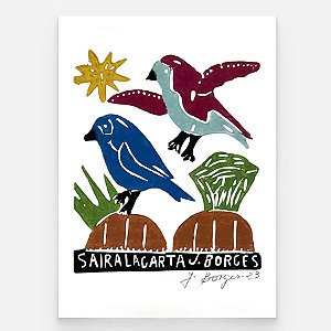 Xilogravura "Sair a Lagarta" P - assinada por J. Borges - PE (Raridade)